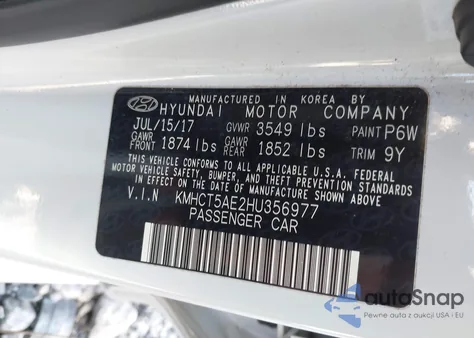 2017 Hyundai Accent Se z USA, uszkodzony, nr VIN KMHCT5AE2HU356977